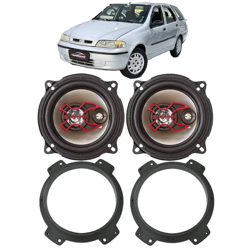 Kit 2 Alto Falante Bravox Palio Weekend 01 A 07 Traseiro C/ Aros