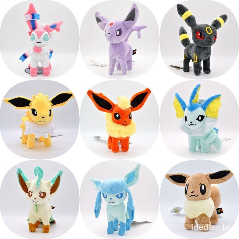 14 Estilos de Brinquedo de Pelúcia Eevee Kawaii Gengar Pokémon Umbreon Flareon Jolteon Glaceon Vaporeon Sylveon Espeon B