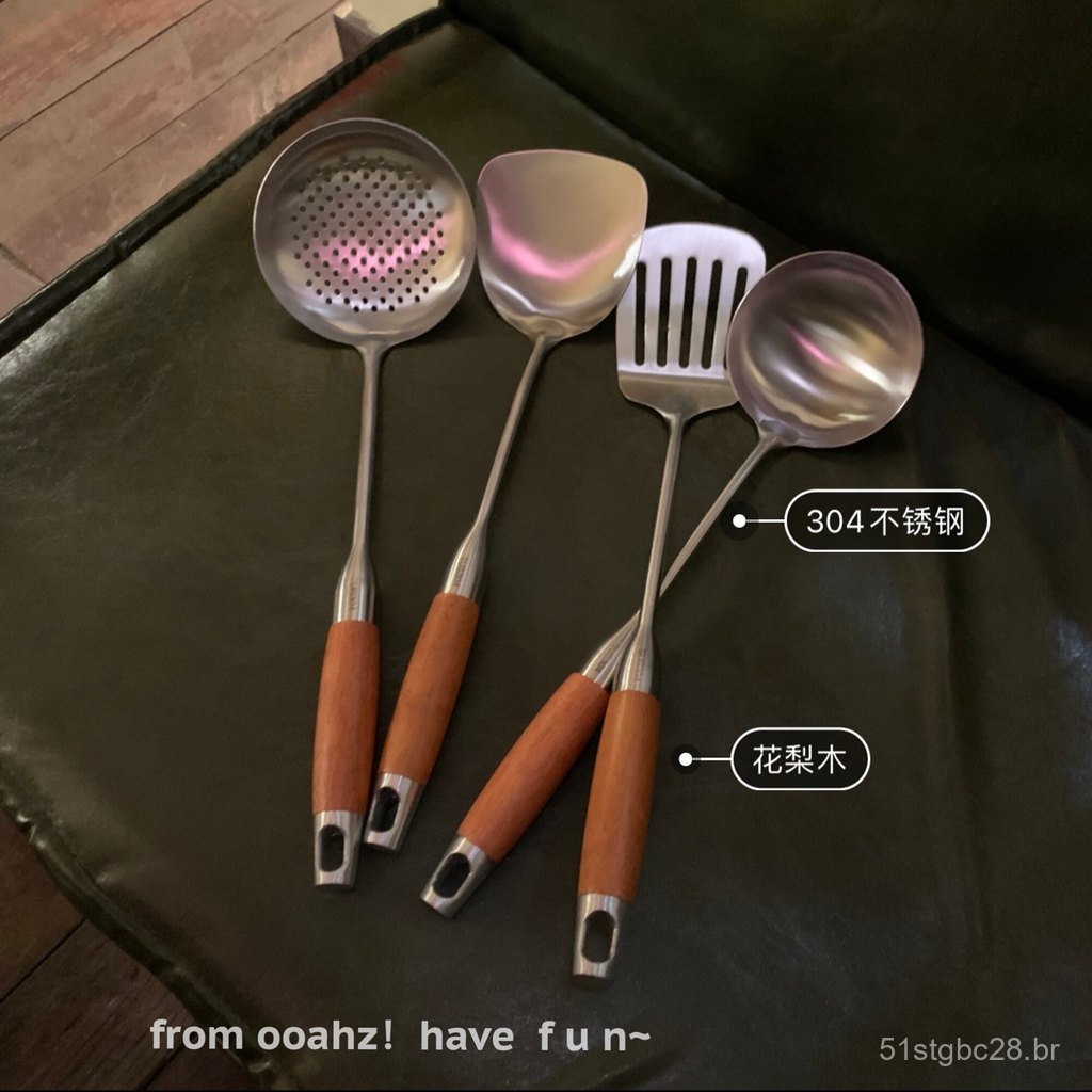 Utensílios de Cozinha~Espátula de Aço Inoxidável 304, Utensílios Domésticos, Concha Grande, Conjunto de Utensílios de Co