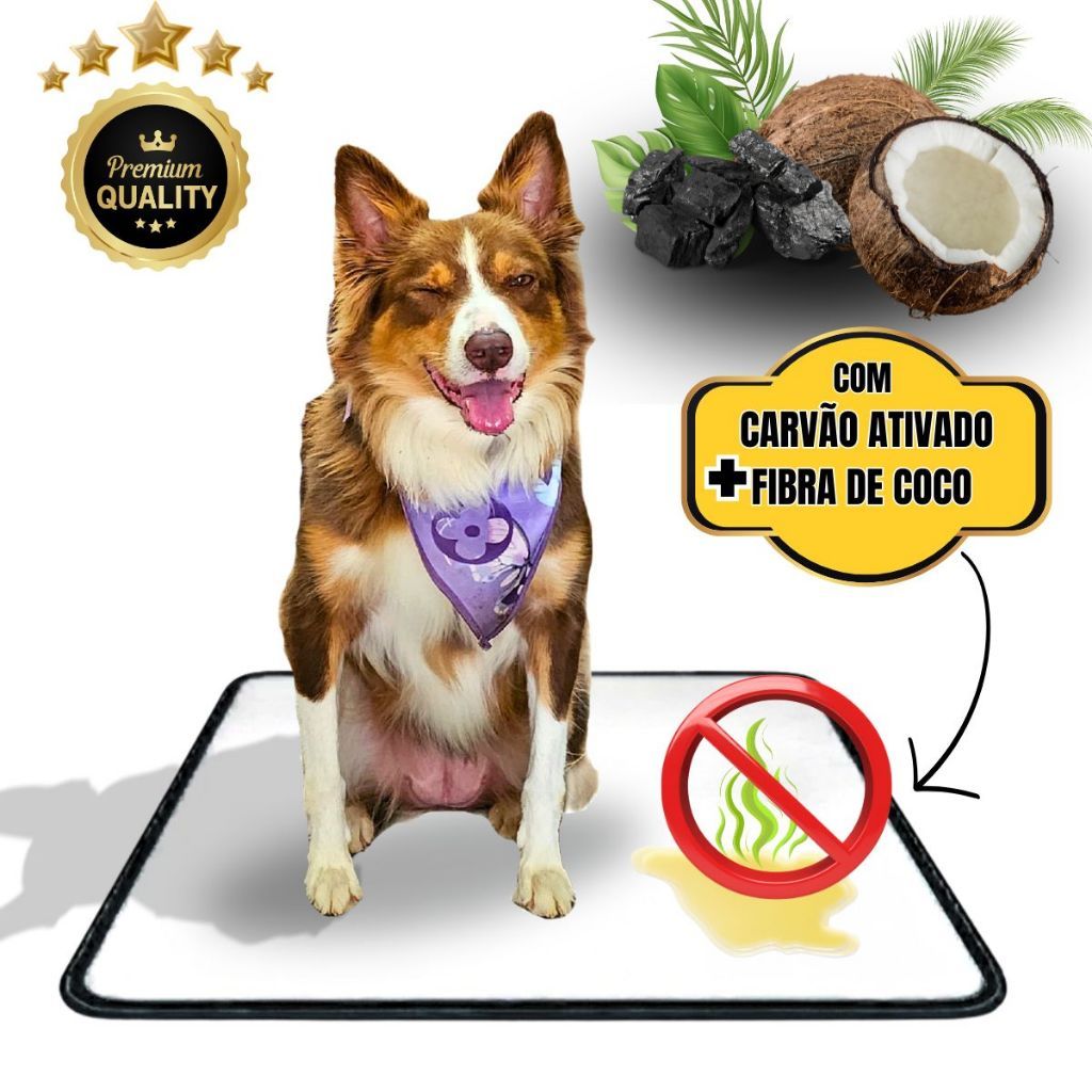 Tapete Pet Higiênico Lavável Até 90x Grande Econômico Com Carvão Ativado e Fibra de Coco Ante Odor