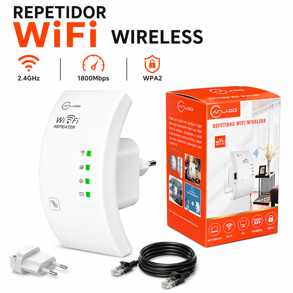 Repetidor Amplificador de Sinal WiFi 600Mbps Ultra Rápido com Forte Cobertura