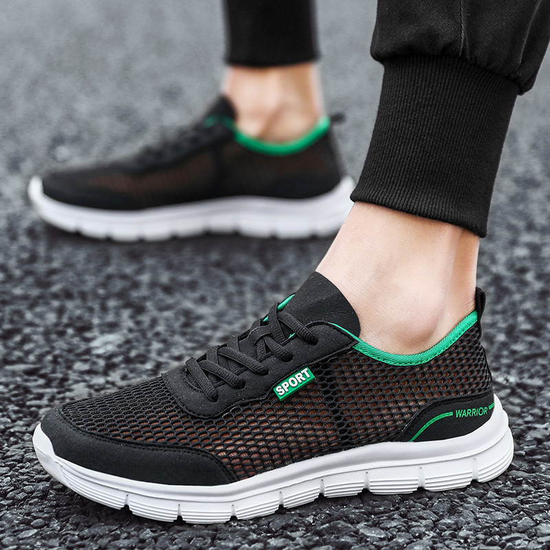 Lace-Up sapatos masculinos tênis de corrida verão malha fina sapatos planos respirável sapatos esportivos casuais sapato