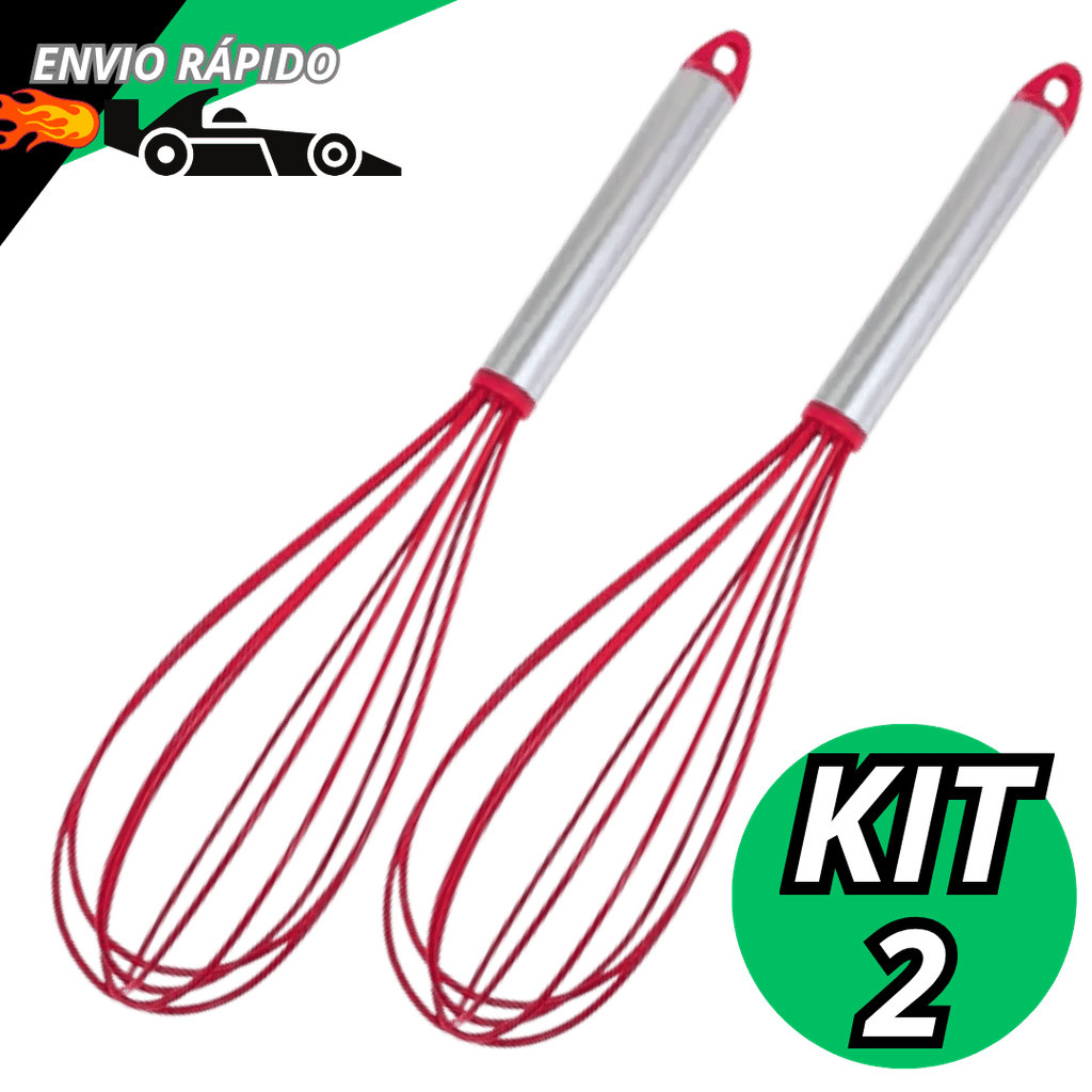 Combo 2 Fue Batedor Ovos De Silicone Fouet Misturador Para Confeitaria Bolos Torta Dia das Mães