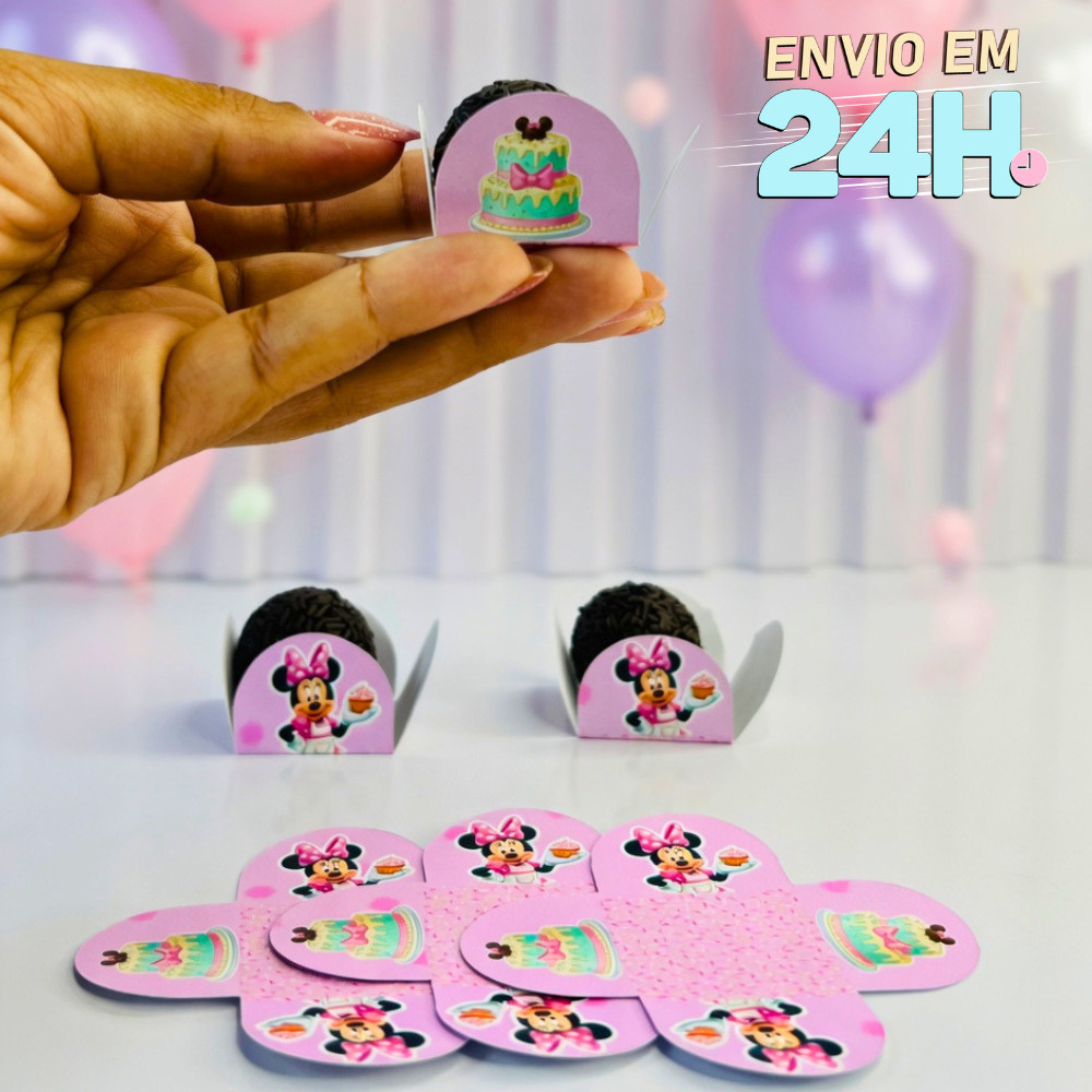 Forminha de Doces Minnie Confeiteira Personalizada no Tema /Lembrancinha de Festa /Aniversário