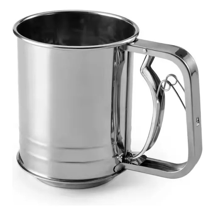 Tapioqueira Inox Farinha Com Gatilho Com Peneira 12cm