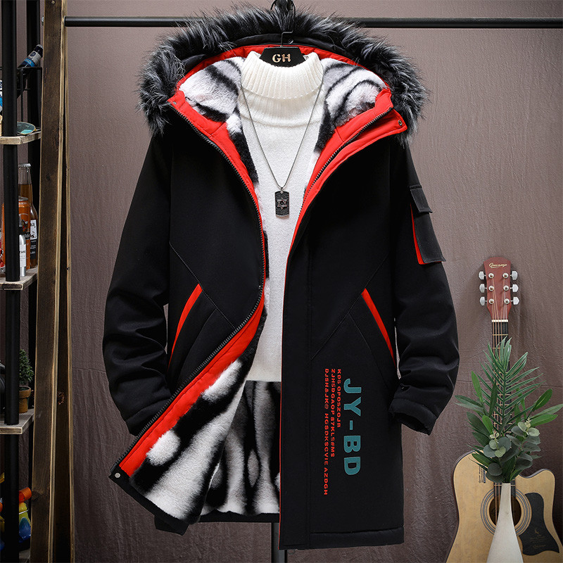 Jaqueta masculina de comprimento médio inverno 2025 novo estilo juventude na moda Parker jaqueta de algodão roupas mascu