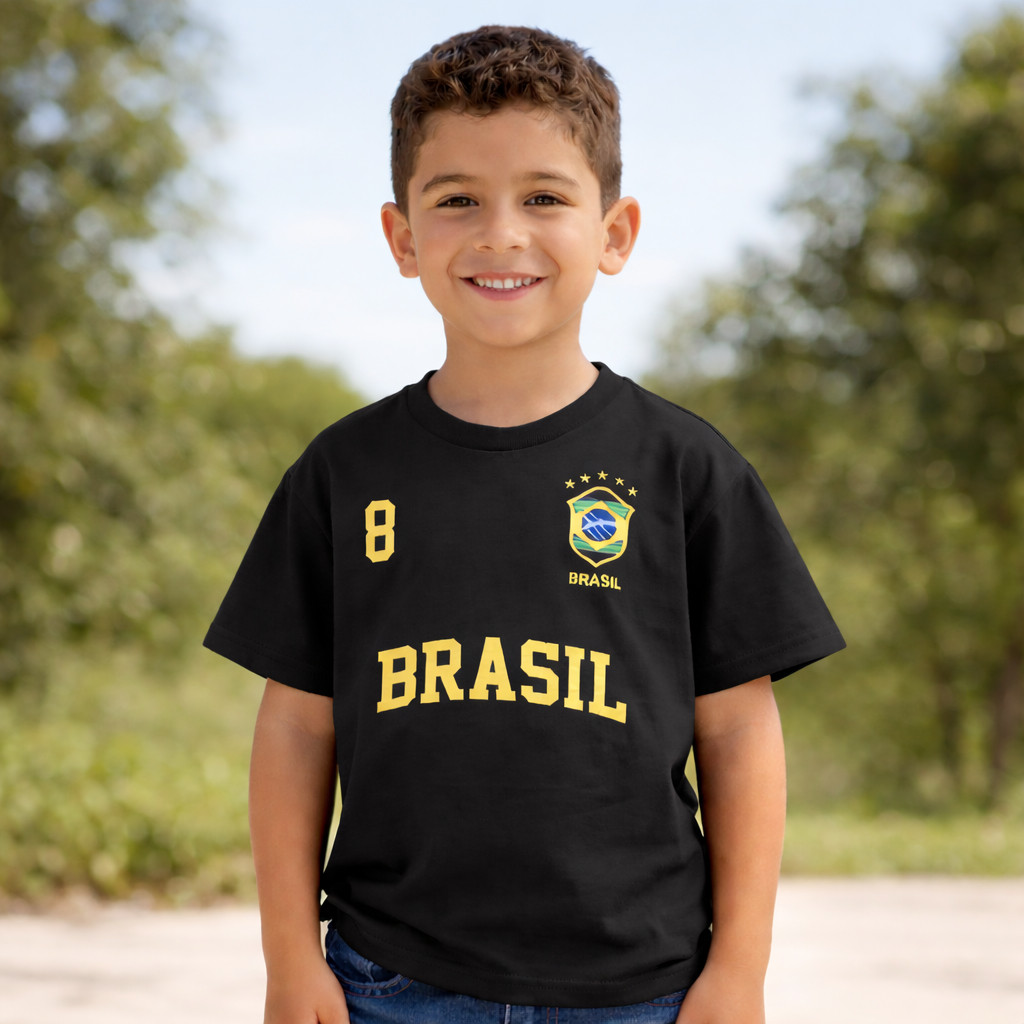 Roupa Infantil do Brasil Camiseta Criança Camisa Copa Blusa Menino e Menina Varias Cores