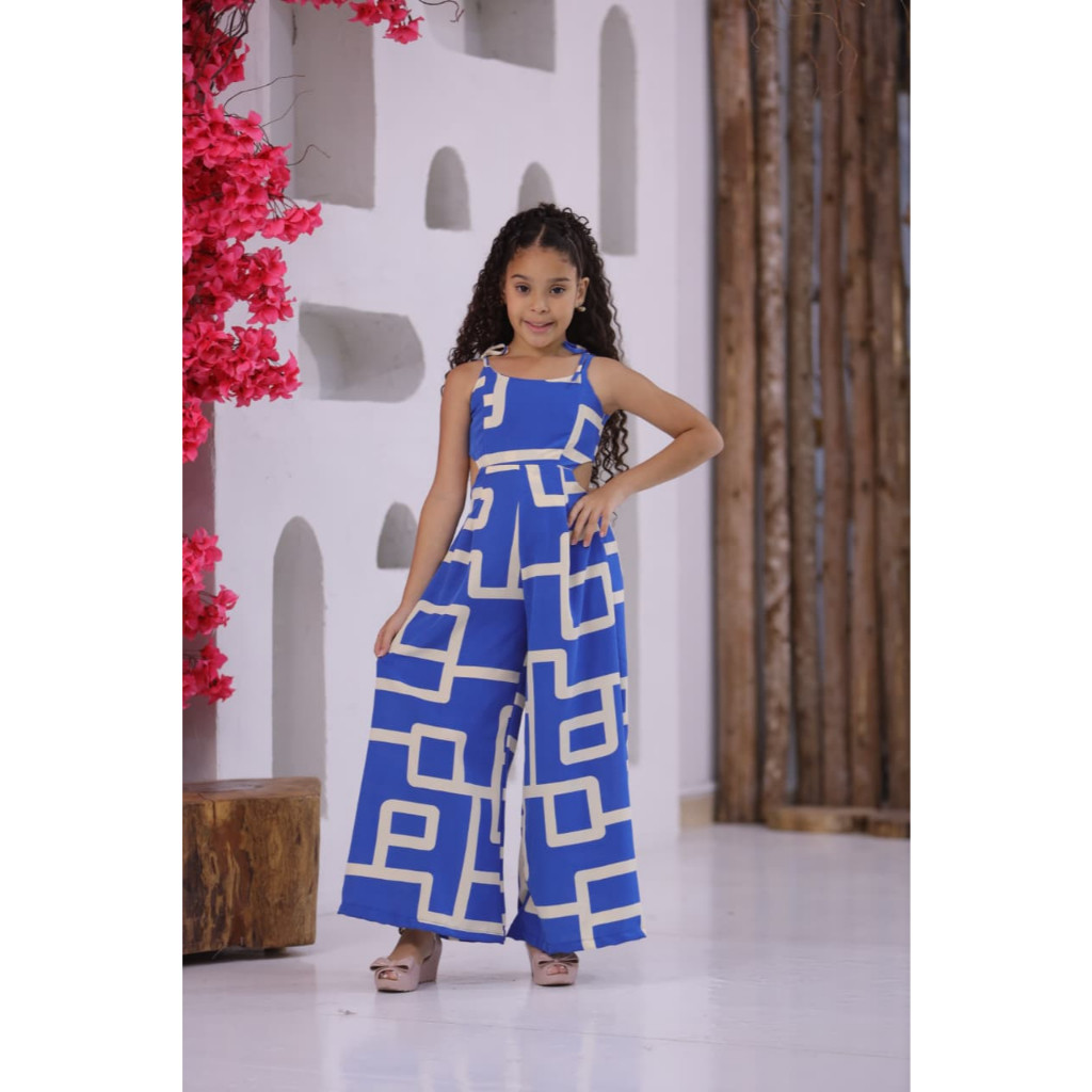 Macacão Moda Praia Verão Menina  Verão Alças Fina Estampado Juvenil 10,12,14 e 16 anos