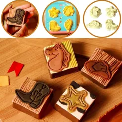 KIT CORTADORES COM CARIMBOS FESTA JUNINA COWBOY 5cm (BLUE STAR)(CHOCO)