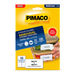 Etiqueta inkjet/laser removível A5 REM3465 com 120 unidades Pimaco