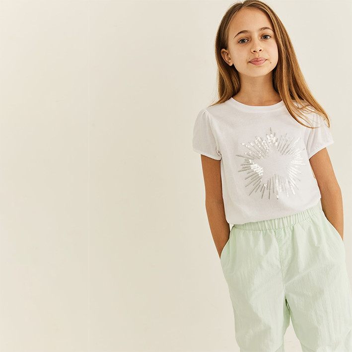 3-13 anos de idade comércio exterior meninas russas médio grande crianças malha coração estrela de cinco pontas camiseta