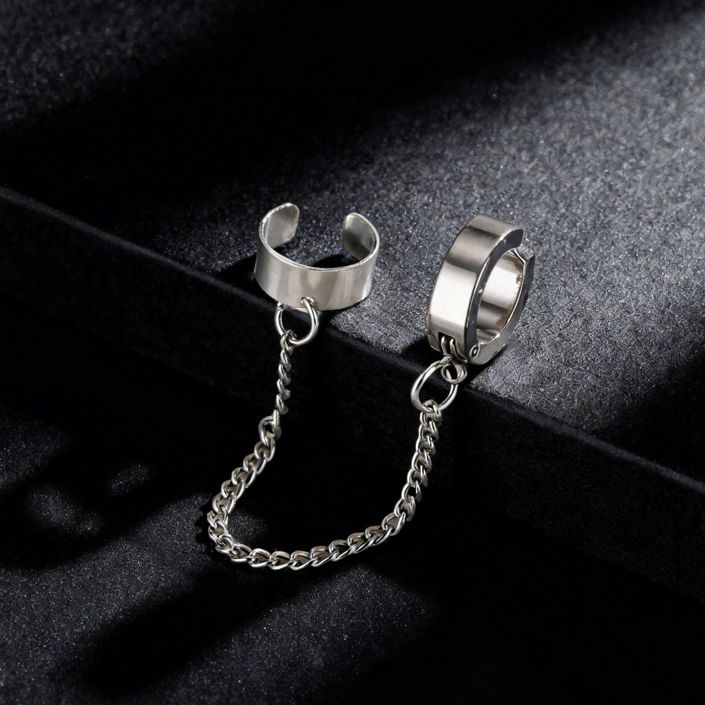 Brinco De Corrente Ligada De Aço Inoxidável Vnox Para Unissex, Perfurado E Não, Elegante, À Prova D'água, Presente · foto 2