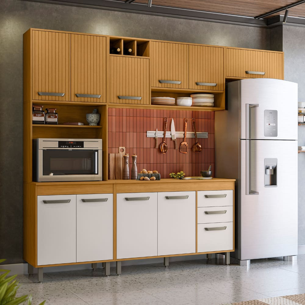 Cozinha com Balcão 11 Portas Acetinado Poliman