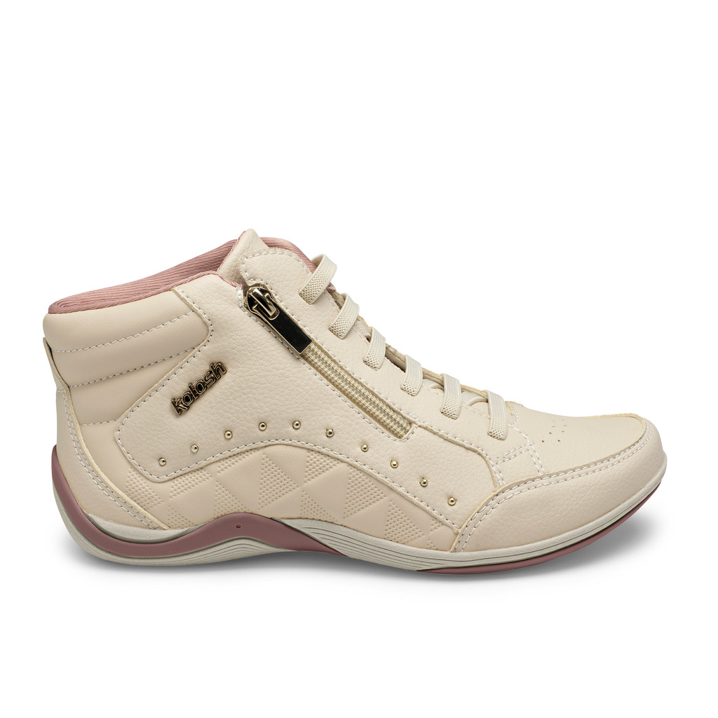 Tênis Abotinado Feminino Kolosh C3671 Cano Médio Tênis Casual Confortável com Zíper Dia a Dia