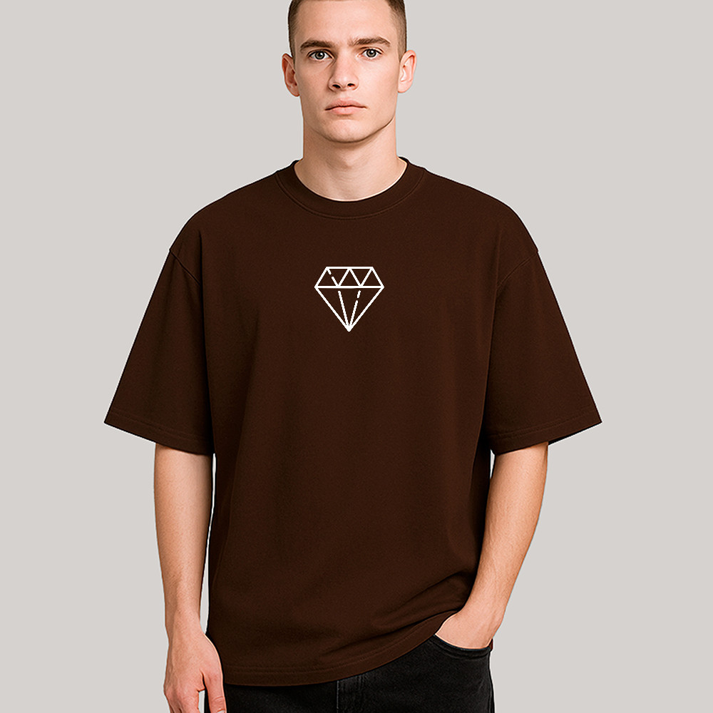 Camiseta Oversized Unissex com Ícone de Diamante Conforto com Toque de Luxo Casual 100% Algodâo