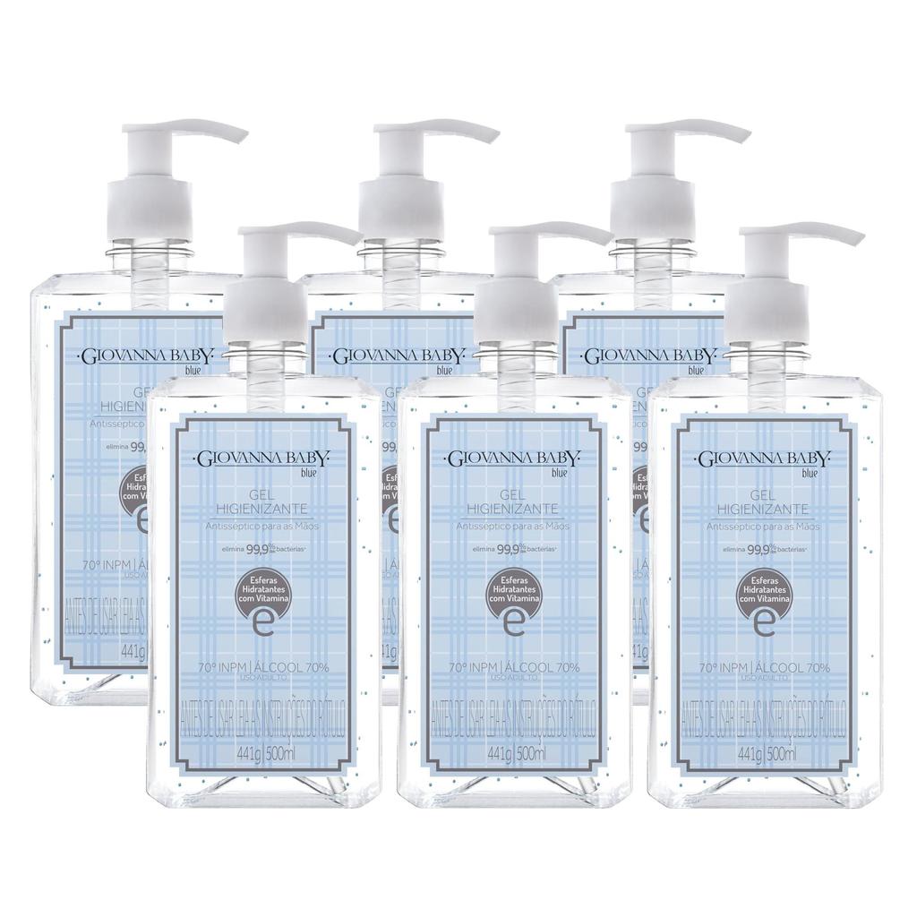 Kit 6 Gel Higienizante Hidratante Blue 500ml | Giovanna Baby