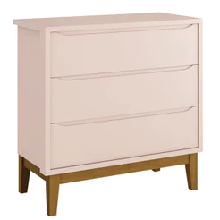 Cômoda Gaveteiro Para Quarto Infantil Bebe 3 gavetas Classic New Rosa Fosco com Madeira - Reller
