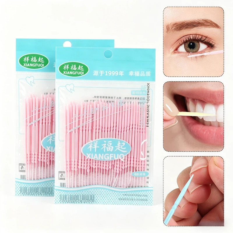 100/400Pcs Fio Dental Interdental / Palito De Dentes Com Escova Interdental / Limpeza Oral / Cuidado Oral