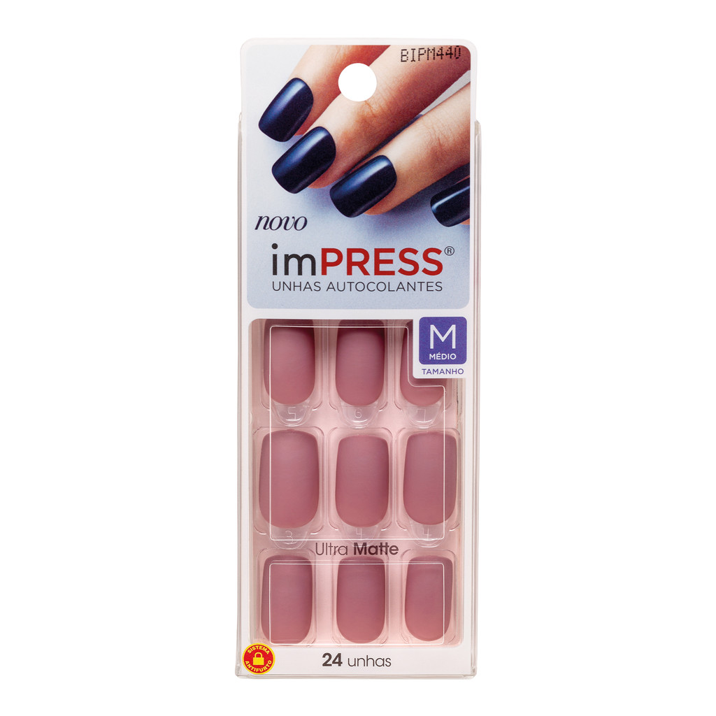Unha Postiça Autocolante imPRESS matte média Secret - Kiss New York