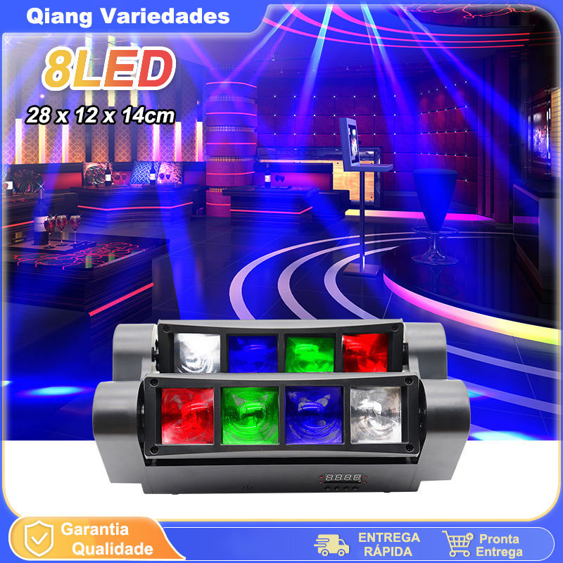 Moving Mini Spider Beam 8 Leds 5w Rgbw Dmx Com Strobo Sensor De Som e Automatico
