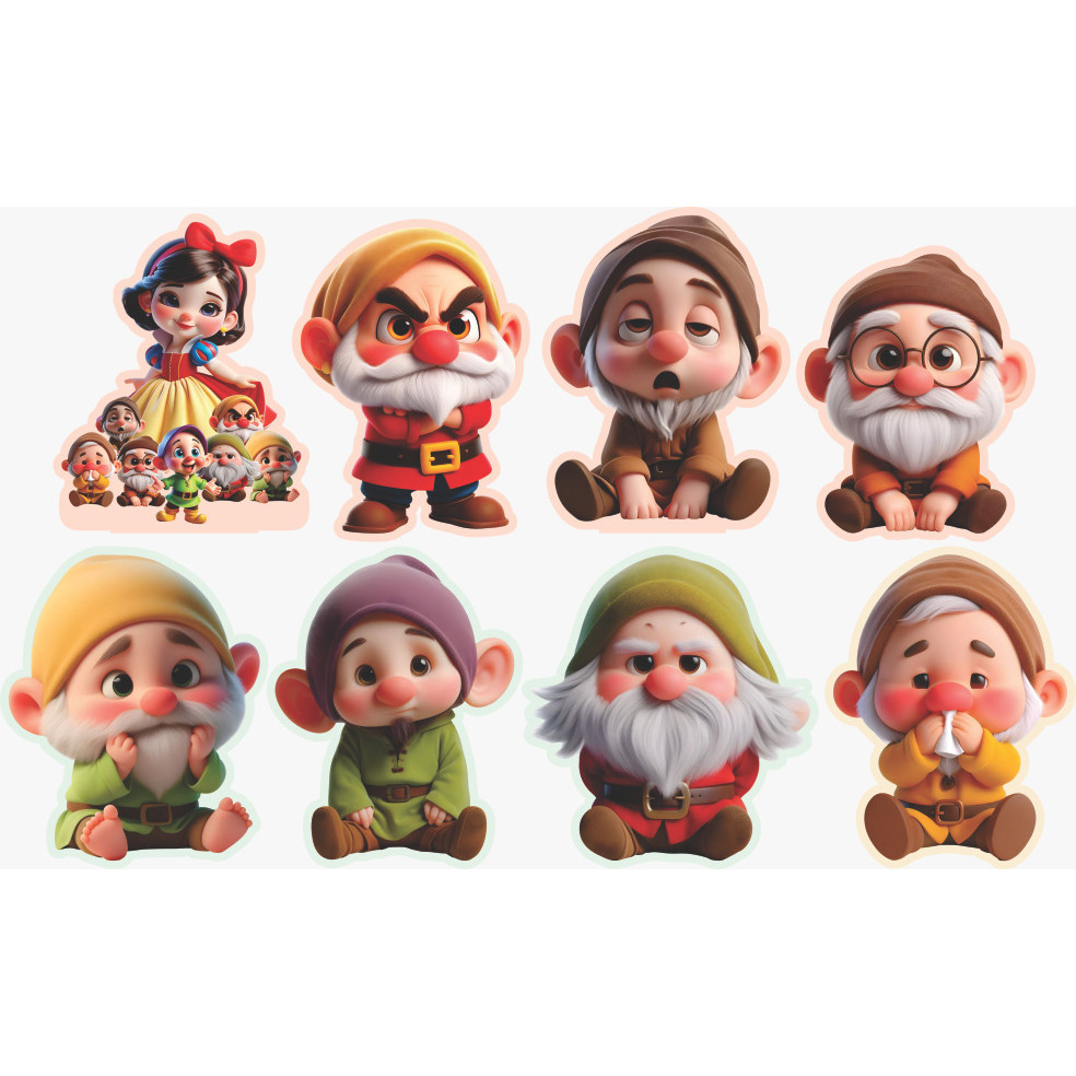 Kit Display de Mesa 8 Peças Para Festa Branca de neve e os 7 anões baby [cute] MDF