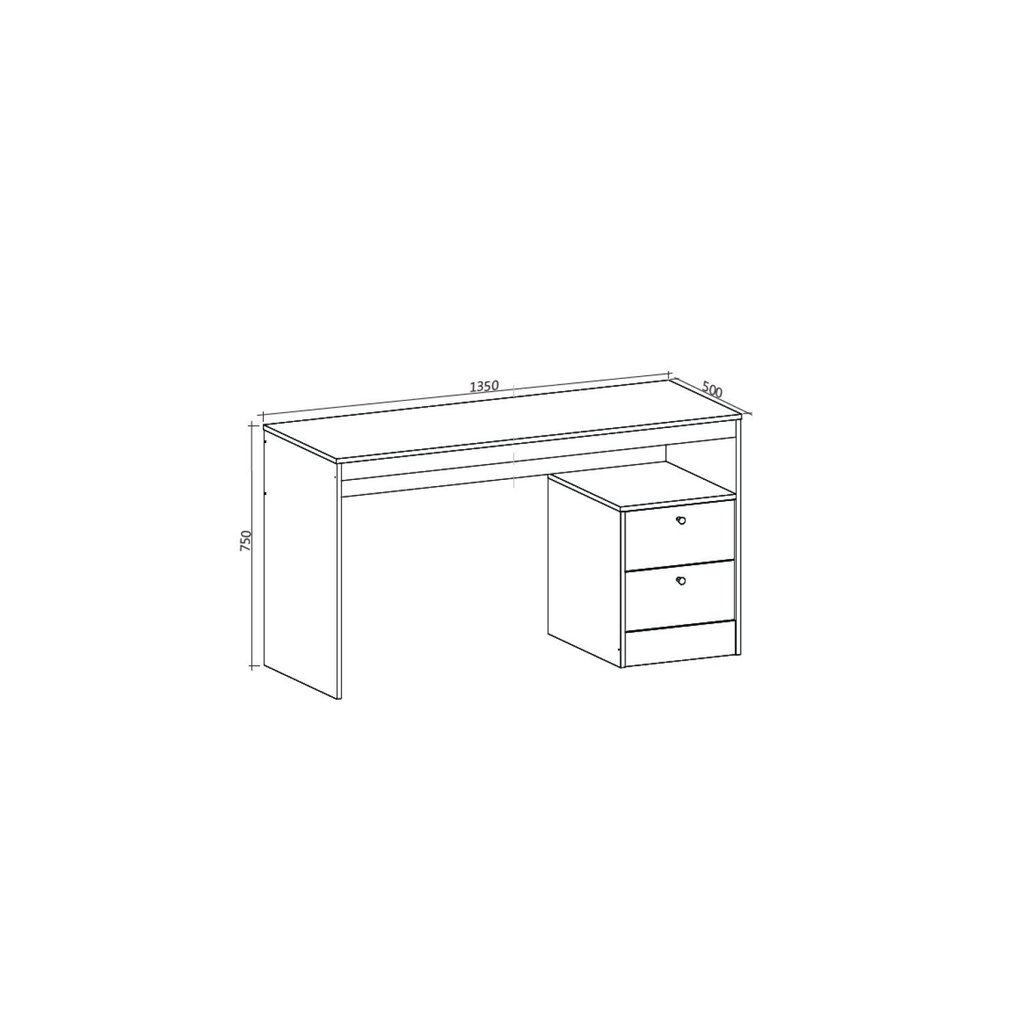 Escrivaninha Retangular 100% em Funzionale 2 Gavetas 135cm MDF Titânio Titânio