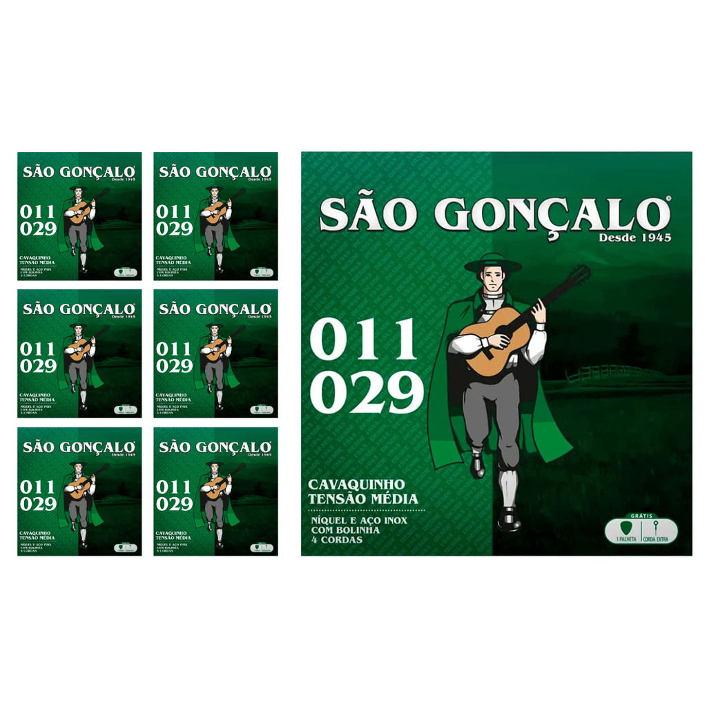 Kit 7 Jogos de Cordas Niquel P/Cavaquinho 011 São Gonçalo