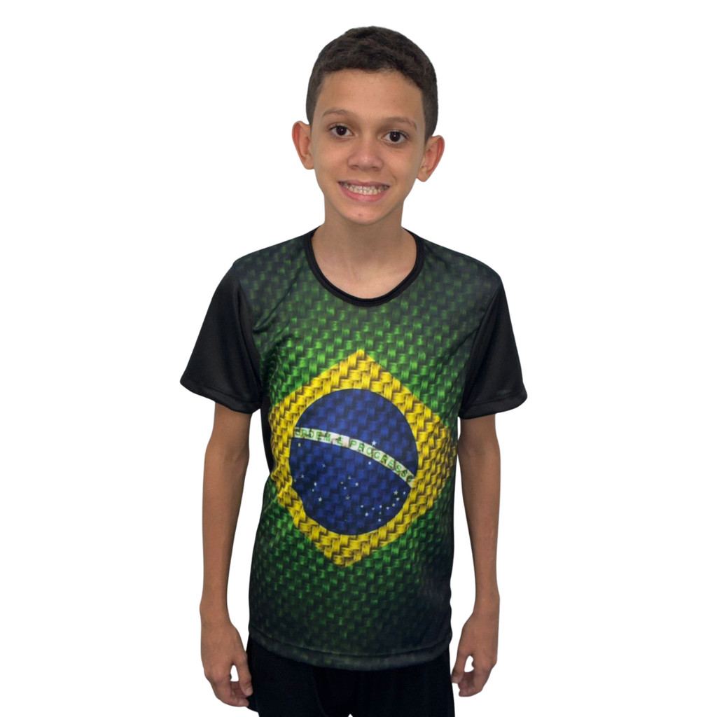 Camisa Meninos do Brasil DryFit  Bandeira Infantil Camiseta Infantil Meninos Brasil Futebol Esportes