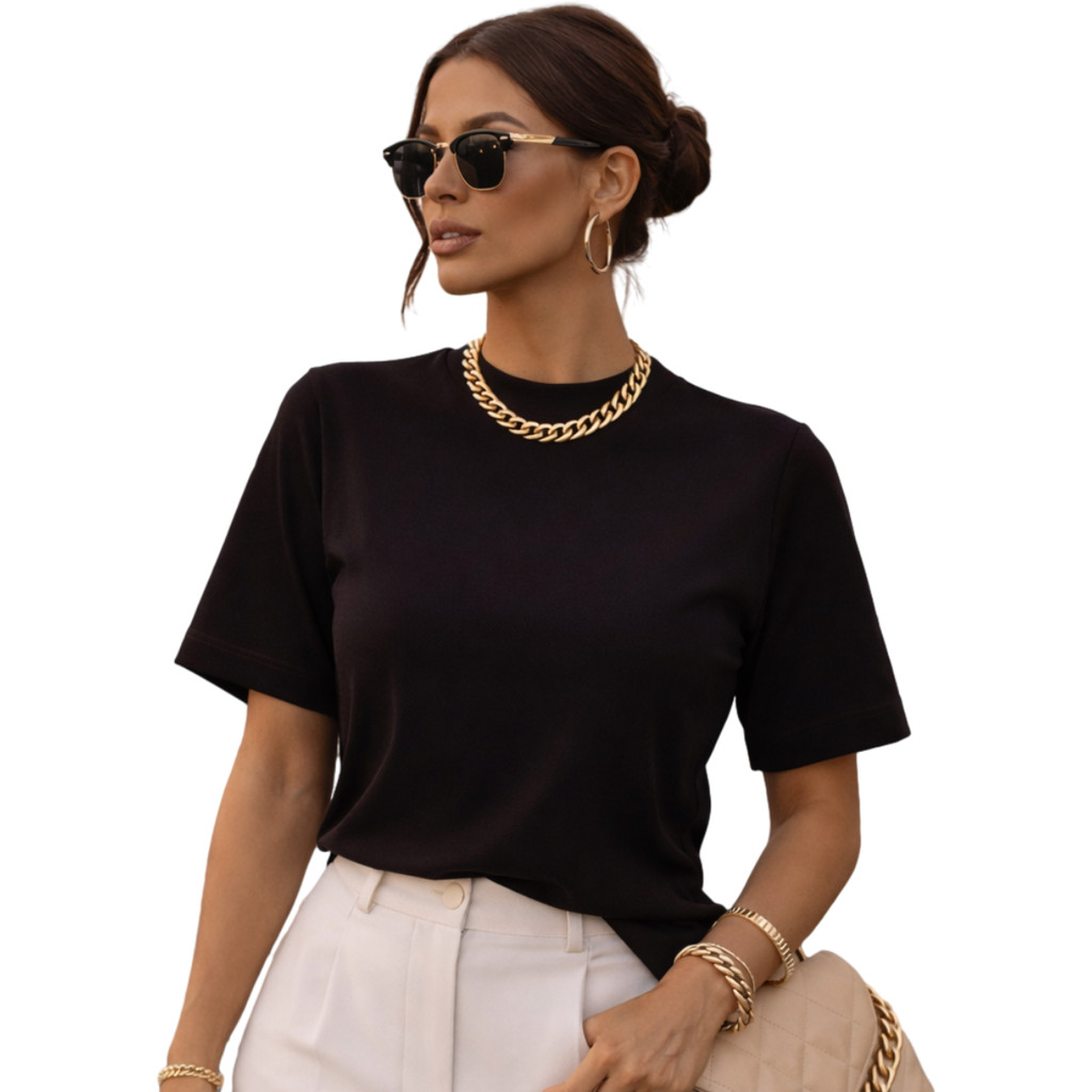 Camiseta Oversized Feminina 100% Algodão Premium Lisa Confortável Blusa Casual Dia a Dia