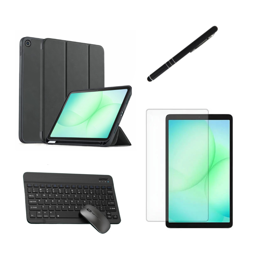 Kit Completo Capa Smart + Película + Mouse + Teclado Caneta Para Galaxy Tab A11 8.7" SM-X130 X133 X135