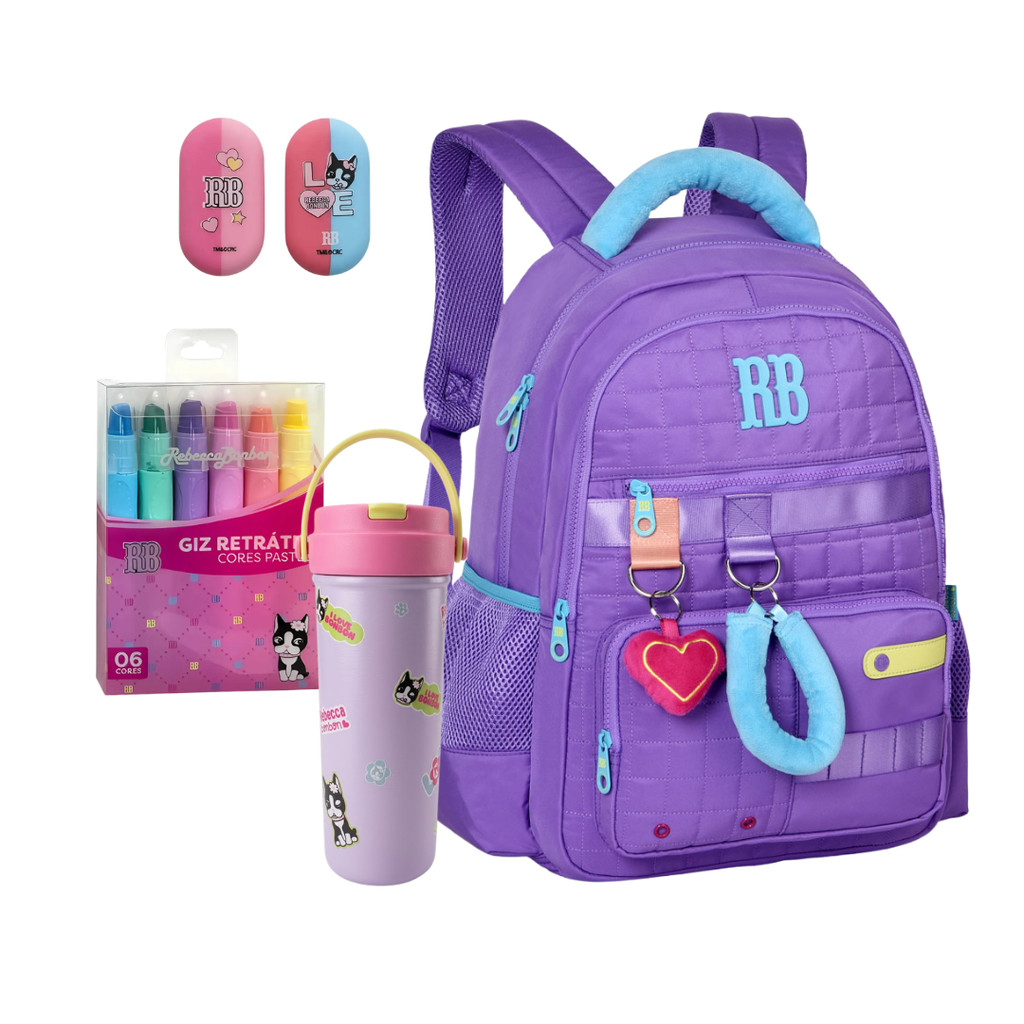 Kit Escolar Rebecca Bonbon Mochila Garrafa Acessórios