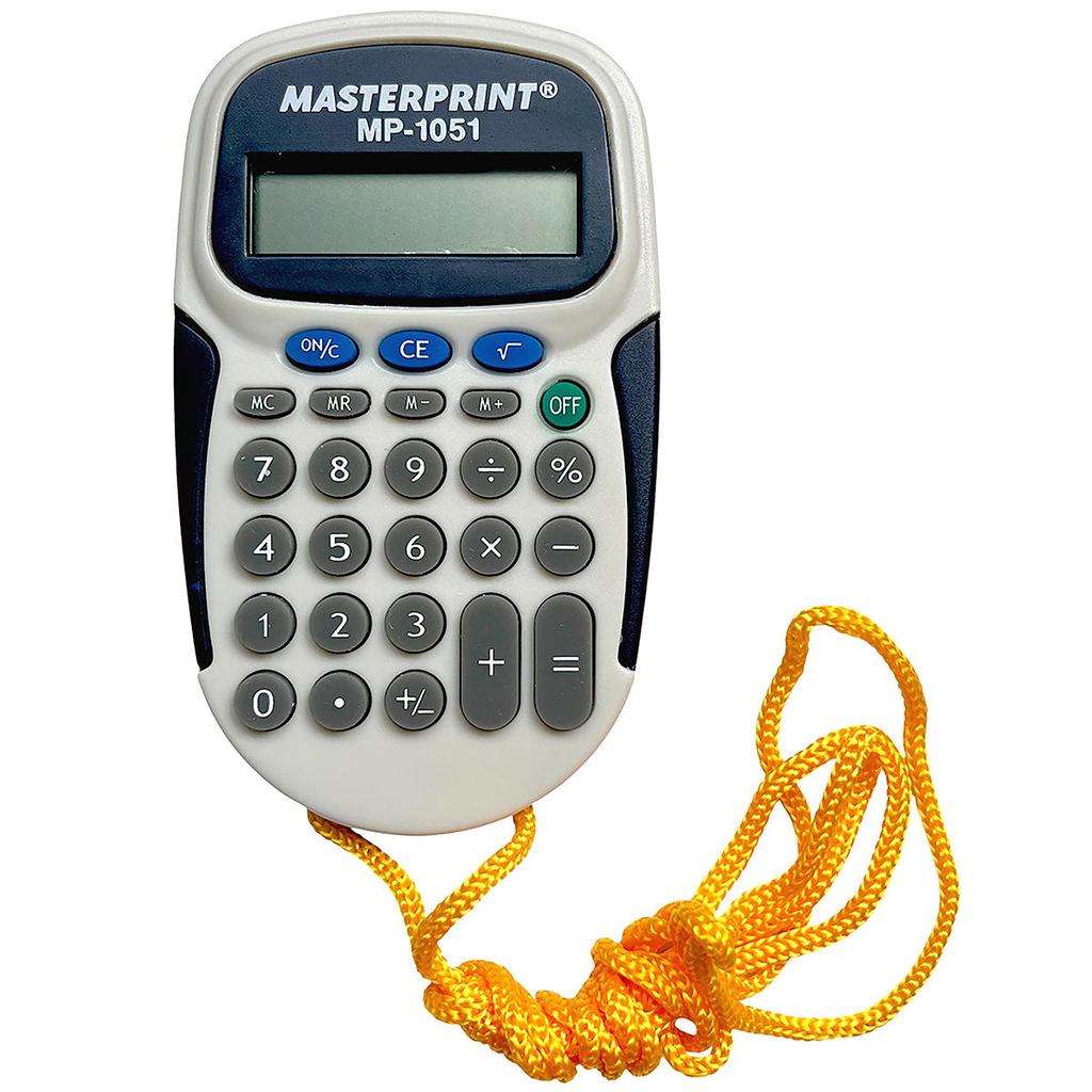 Calculadora com Cordão Pequena de Bolso 8 Dígitos Eletrônica Compacta Masterprint MP-1051