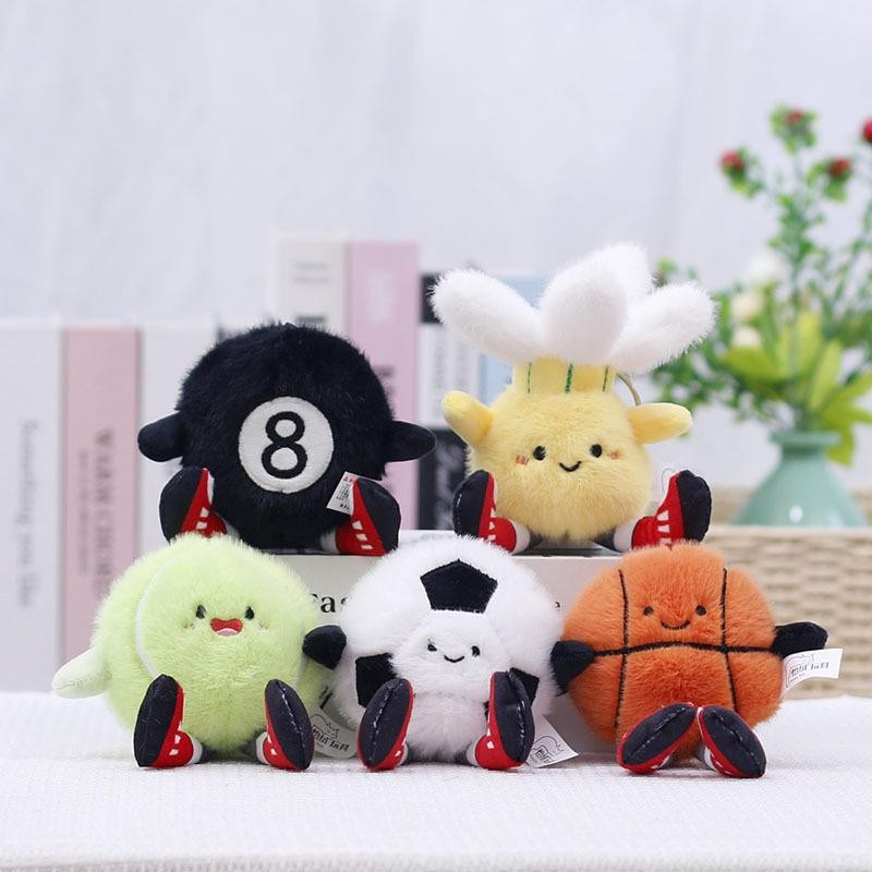 Decorador Dos Desenhos Animados Futebol Badminton Haltere Pequeno Pingente Brinquedo De Pelúcia Saco De Boneca De Fitnes