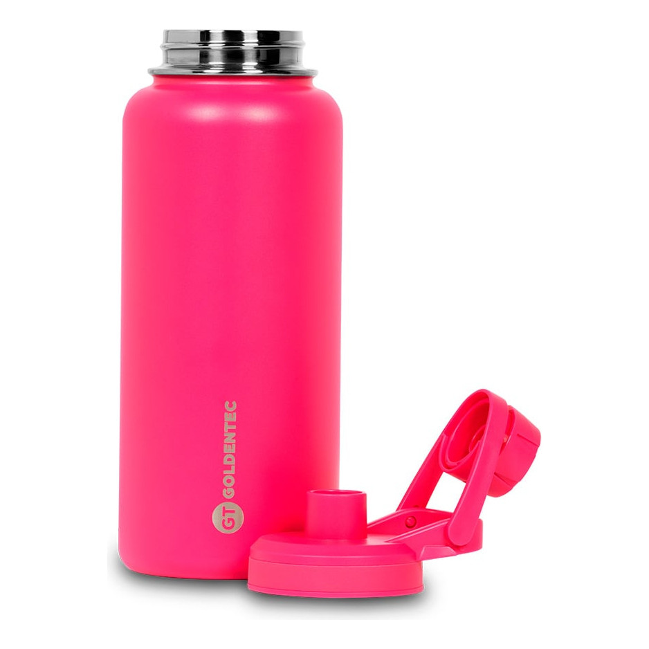 Garrafa Térmica Inox Goldentec 1000 ml para bebida quente e fria com tampa - Rosa Pink