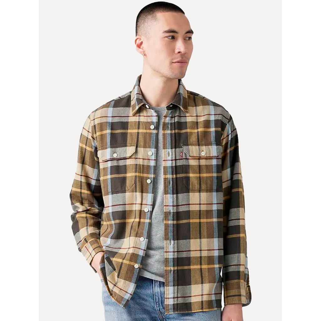 Camisa Levis Original Masculina Classic Worker Xadrez Marrom