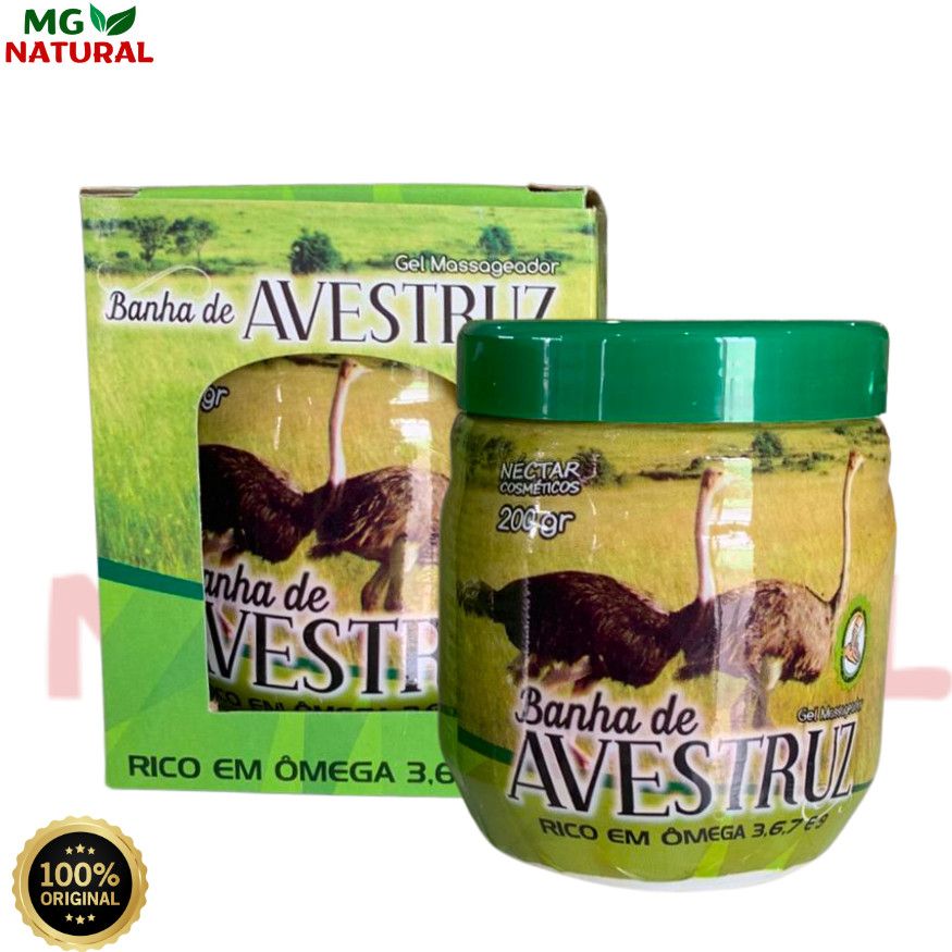 3 Potes Gel Massageador Banha de Avestruz 200g | Ômega 3,6,7,9 – Cuidado Corporal e Bem-Estar Diário