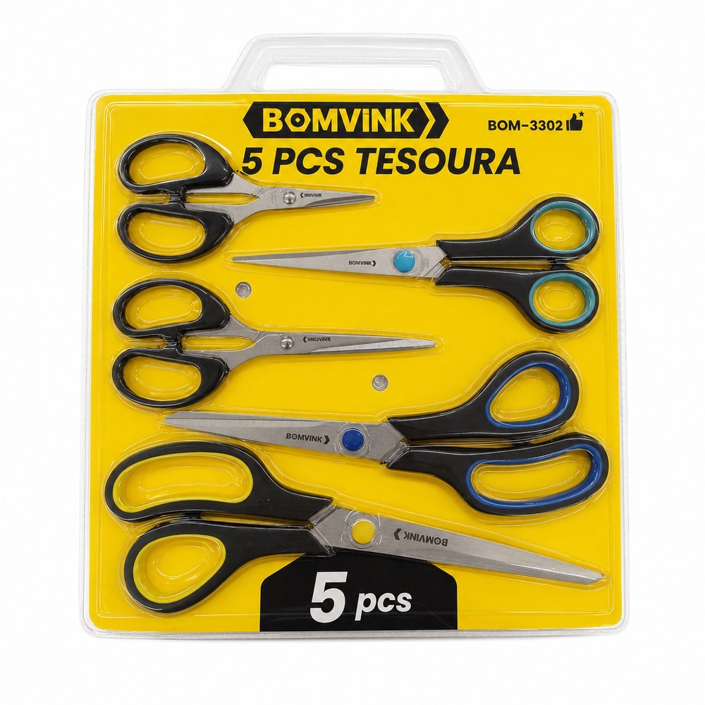 Kit 5 Tesouras Bomvink Preto