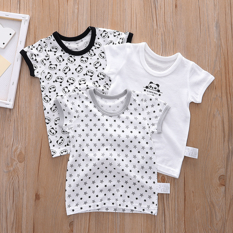 3 peças estilo fino meninos puro algodão manga curta camiseta crianças bebê japonês Slub algodão respirável meia manga t