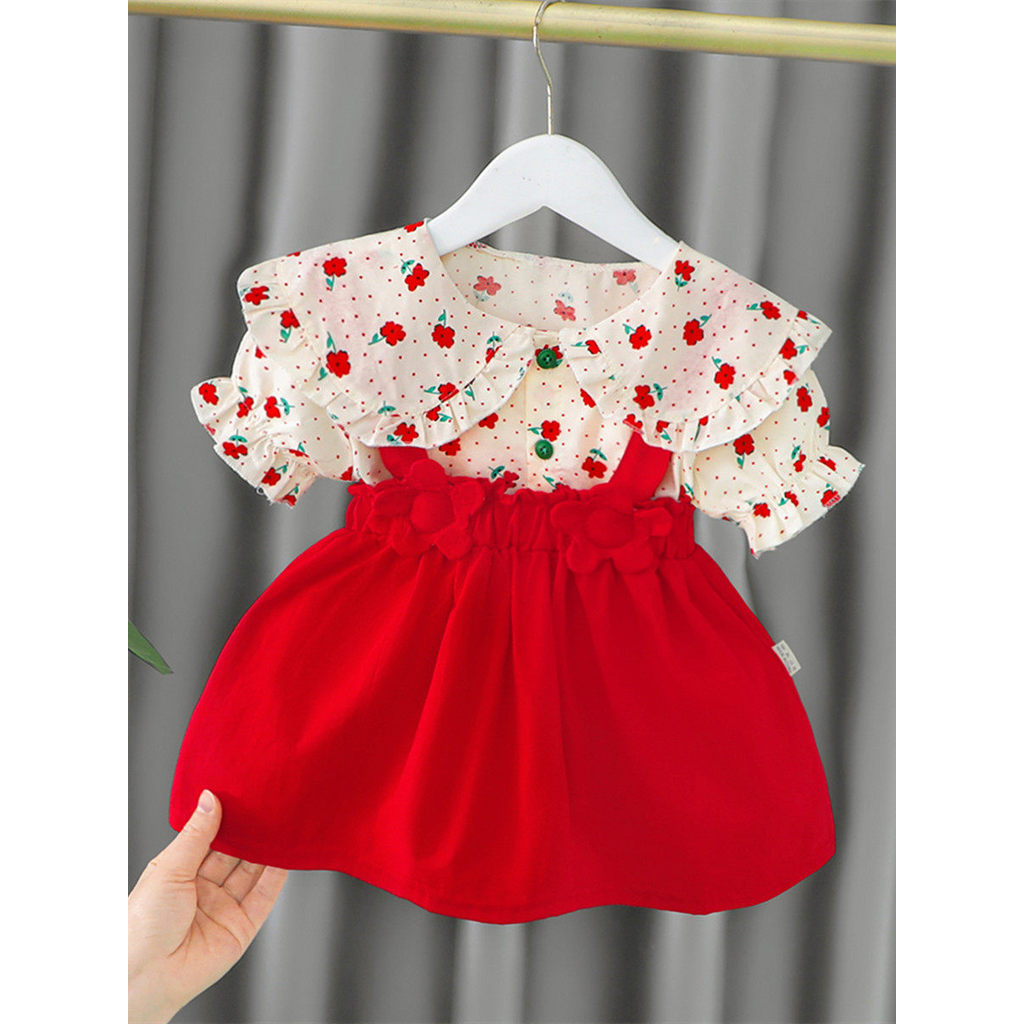 Meninas ternos de verão moda bebê moda roupas infantis de um ano de idade roupas de bebê verão crianças cinta saia terno
