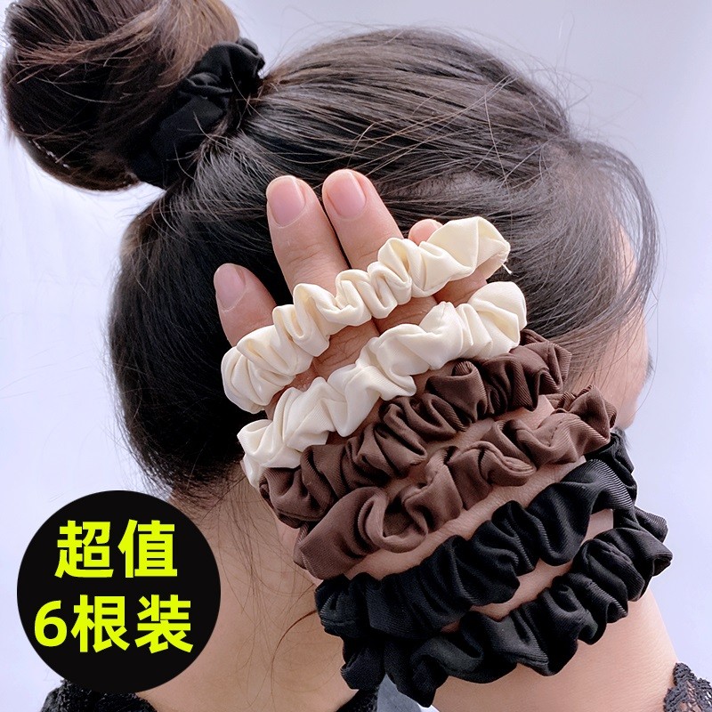 Coreano coreano alto elástico simples cor sólida rabo de cavalo elástico anel de cabelo cetim bola cabeça corda menina e