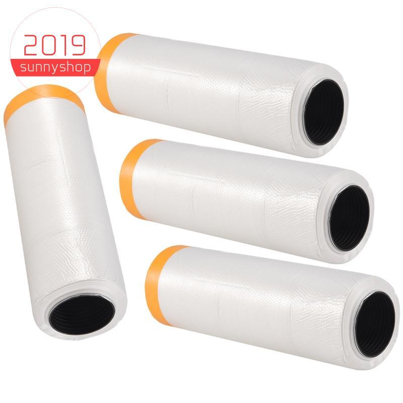 [Bestseller S] 4 Rolos De Cobertura De Plástico Transparente 4.9X 65.5 Pés De Filme De Máscara Pré-Gravado Panos Para Pi