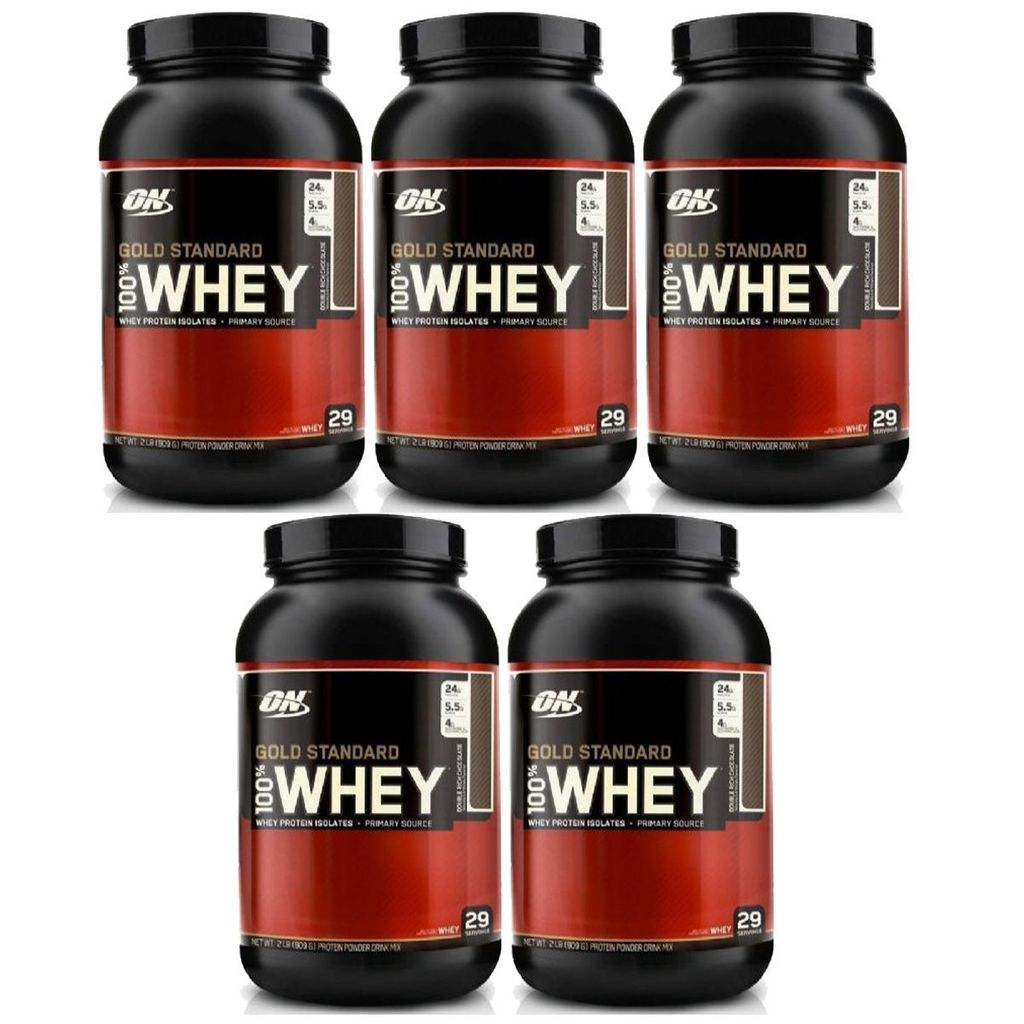 Kit 5X Whey Protein 100% Gold Standard - 907g Double Rich Chocolate - Optimum Nutrition