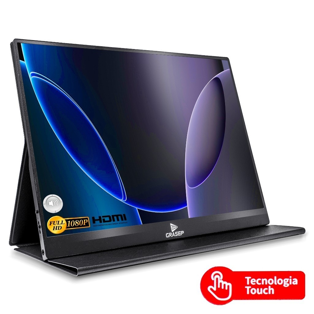 Monitor Externo Portátil IPS TOUCH SCREEN Ultra Fino Gamer 15.6 Pol 1080p Full H