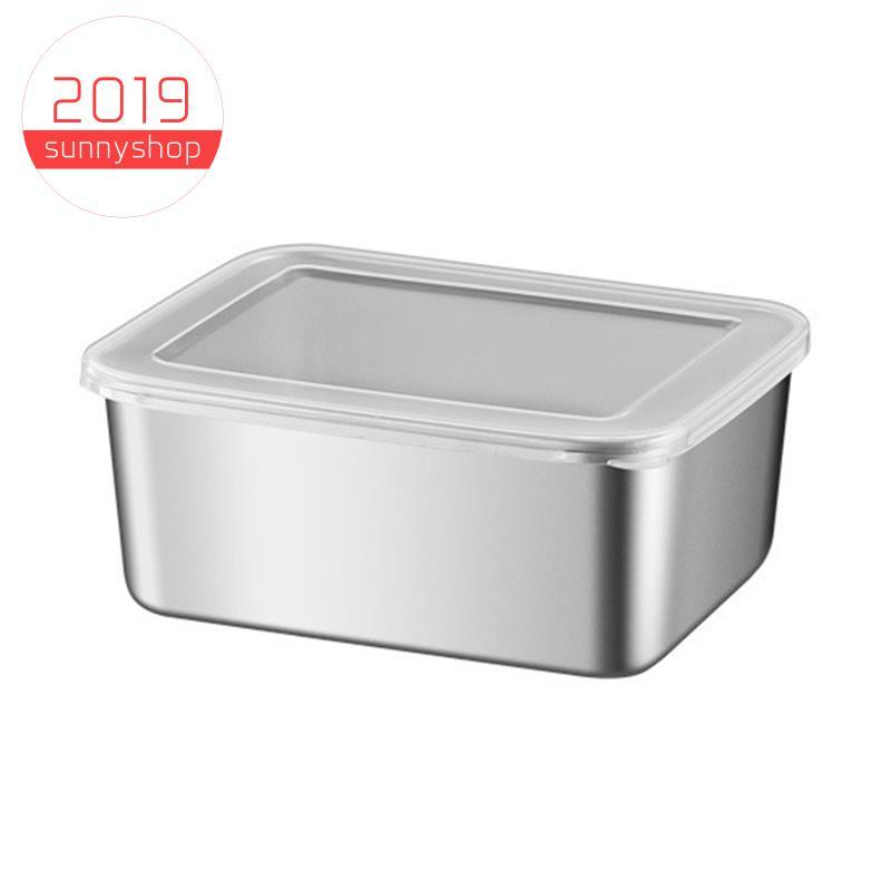 [Bestseller S] Caixa De Armazenamento De Alimentos Mais Nítida Para Geladeira De Aço Inoxidável Com Tampa De Plástico Pr