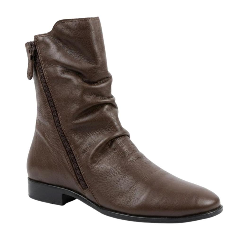 Bota Cano Curto Feminino Perlatto LUN004E Couro Legitimo Marrom