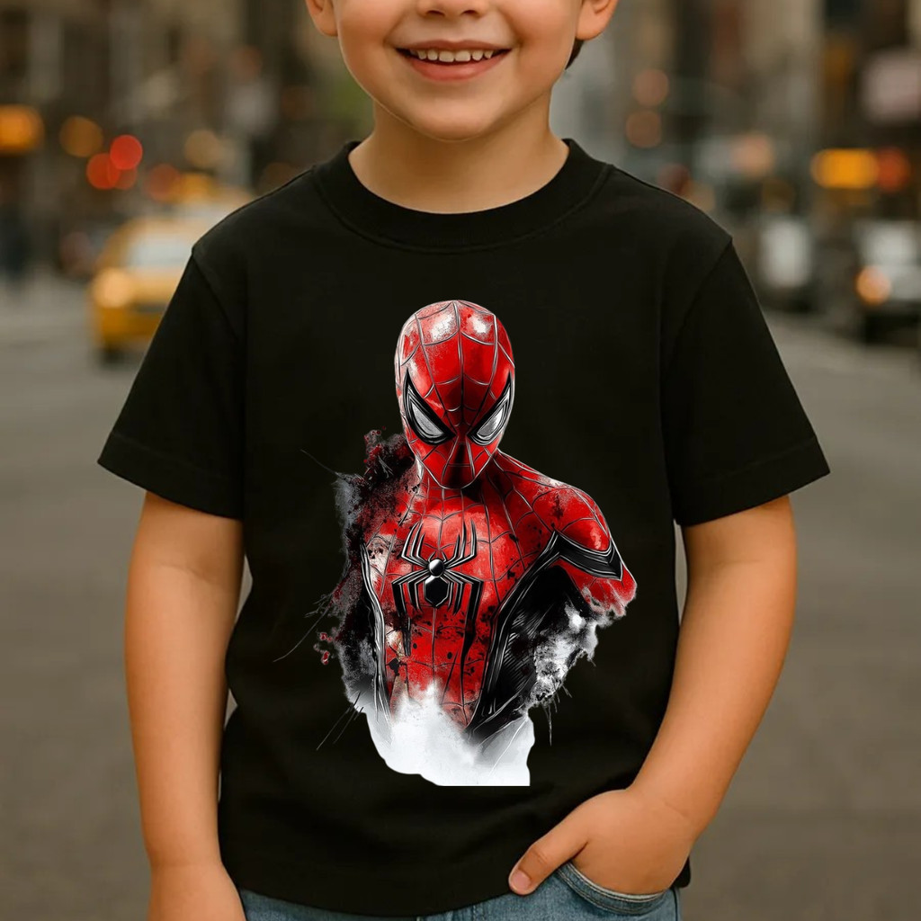 Camisa Infantil Camiseta Básica Aranha Lançamento Algodão Casual Confortável