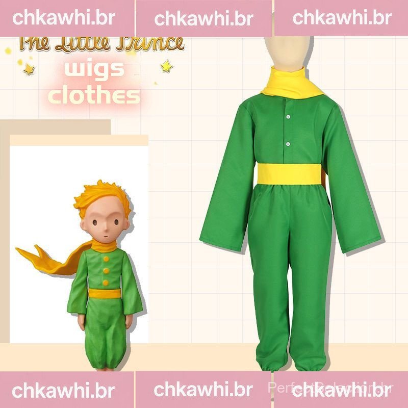 O Pequeno Príncipe cos Roupas de Anime, Peruca do Pequeno Príncipe, Fantasia Verde cosplay Infantil