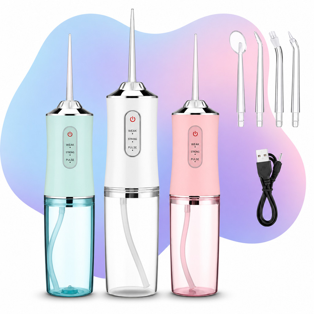 Irrigador Dental Oral Jato de Água 230ml Higiene Limpeza Bucal Profunda Portátil Profissional Rcrgvl