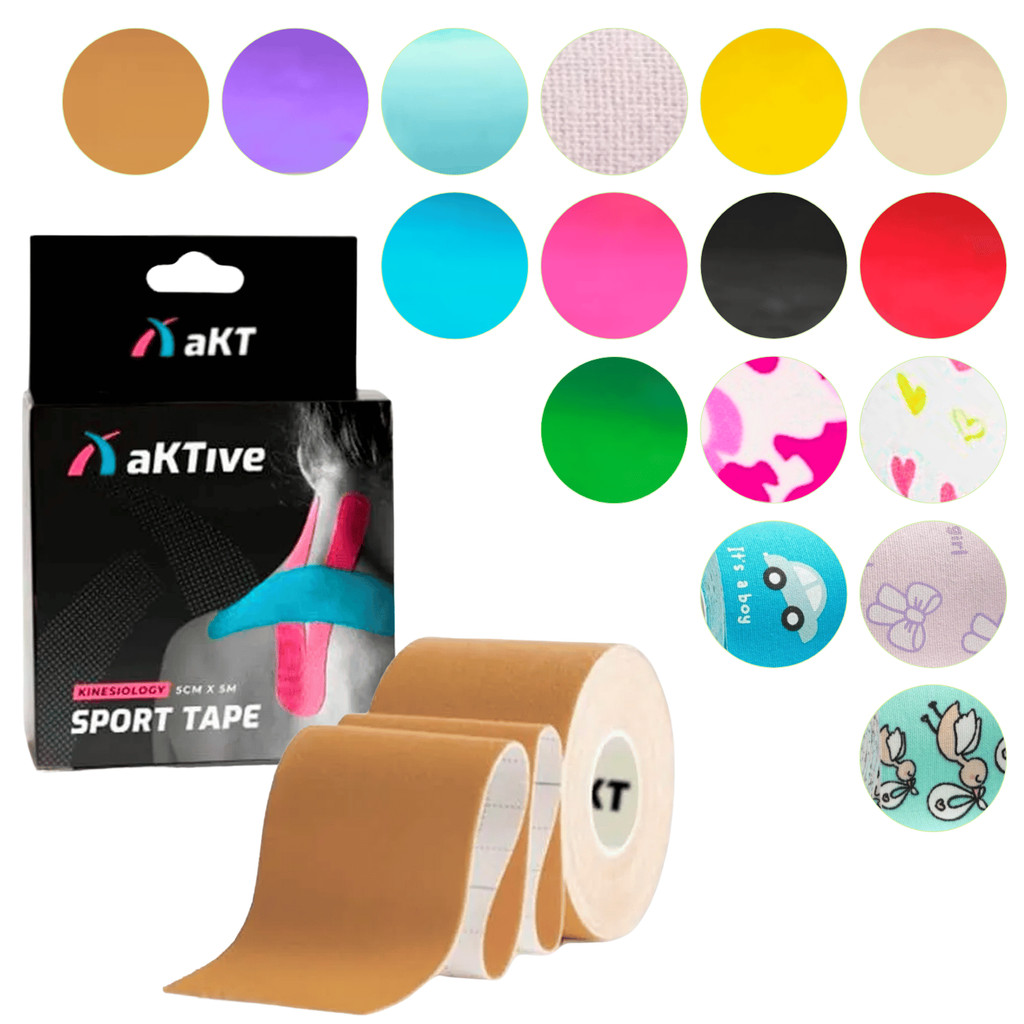 Kit 6 Bandagem Elástica 5cm x 5m aKTive Tape Taping Adesiva Funcional Intra Pré Pós Operatório Parto