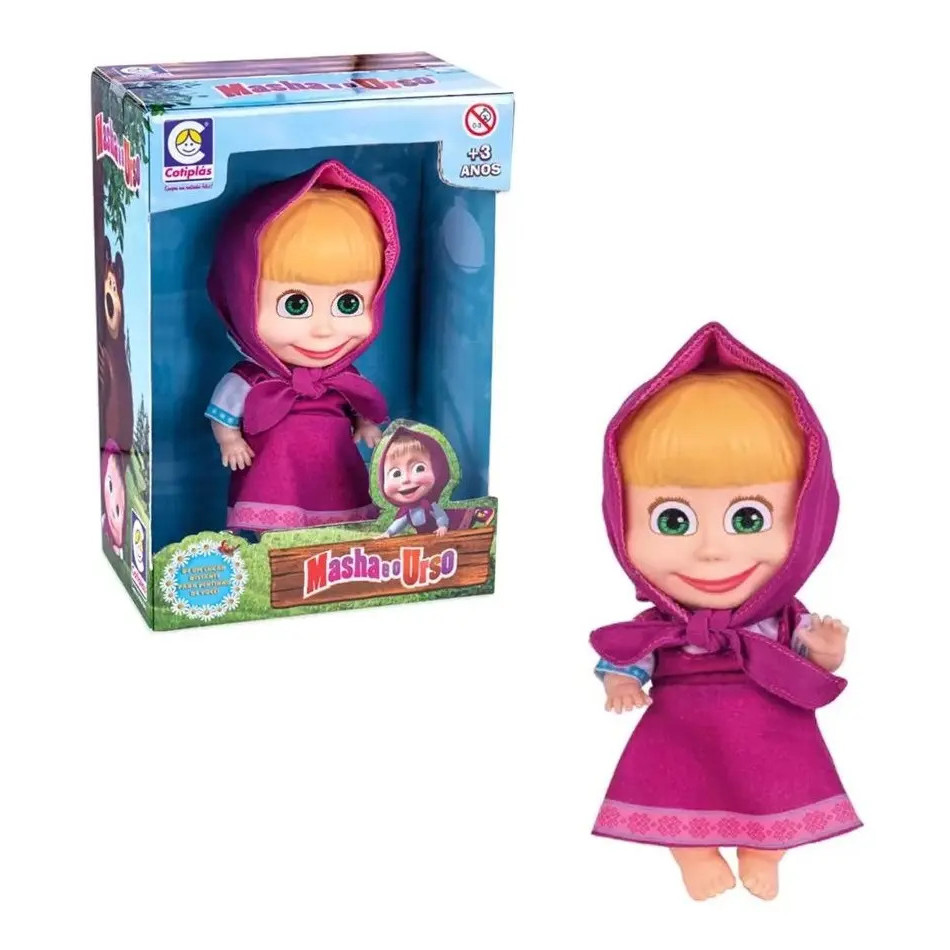 Boneca Masha 18cm Articulada Brinquedo Infantil Faz De Conta Personagem Do Desenho Animado Para Crianças - Cotiplás